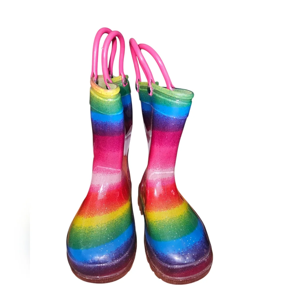 Colorful Rainbow Kids' Light Up Rain Boots
